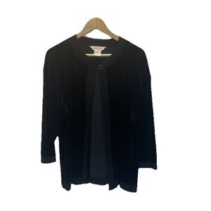 Misook‎ Jacket Womens XL Black Velvet Open Front Cardigan Elegant Quiet Luxury